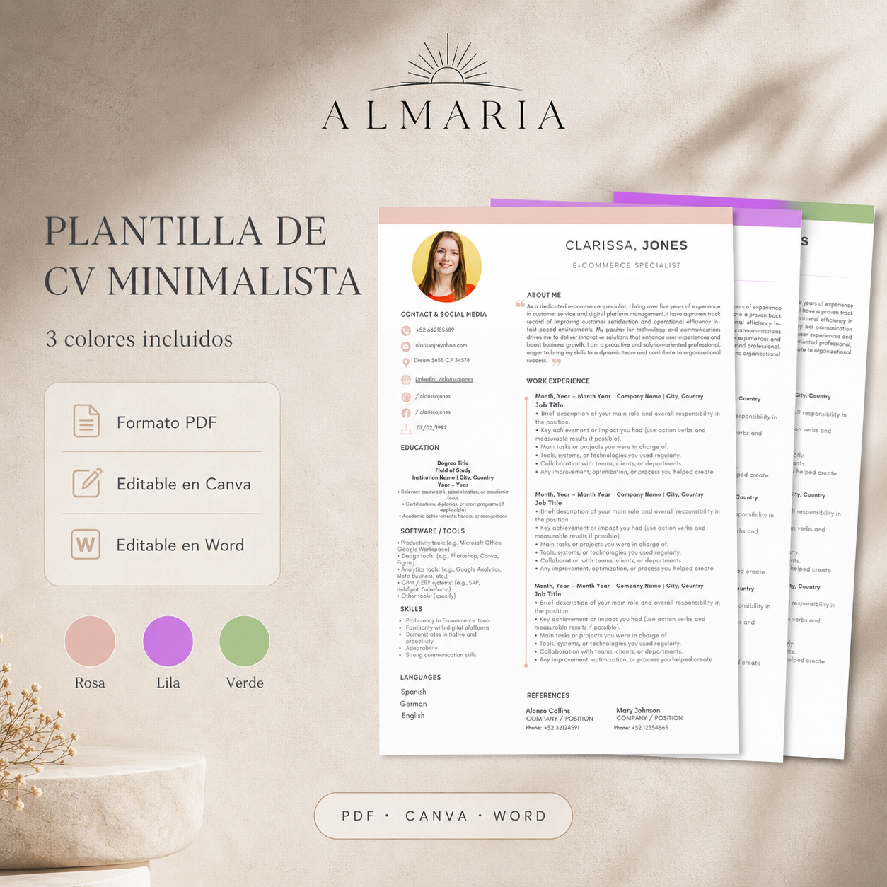 Plantilla CV Minimal (Español + English)