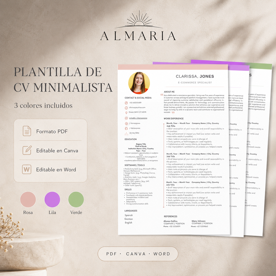 Plantilla CV Minimal (Español + English)